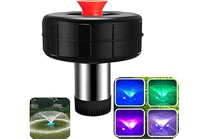 GXELZK Pond Fountain Aerator Stainless Steel1HP 750W 110V, RGB Colorful Lights with Remote Control. 100 Feet Power Cord, Provides Efficient Aeration Fountain System for Large and Small Ponds. (RGB)