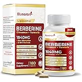 Ultra Berberine 1840 mg - 12-in-1 with Cinnamon, Turmeric, CoQ10, ALA, Gymnema, Bitter Melon - Max Absorption - 180 Capsules - Non-GMO, Gluten-Free, Lab Tested
