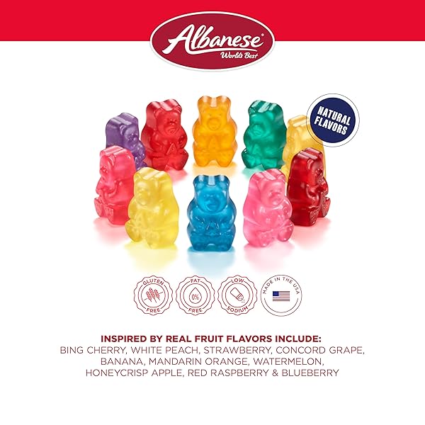 ALBANESE WORLD’S BEST TRUE TO FRUIT™ – AMERICAN FAVORITE FRUITS GUMMIES, 18.75OZ BAG OF CANDY