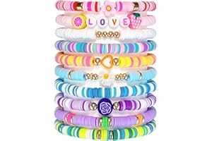 SIELEVIN 10 PCS Kids Friendship Bracelets for Teen Girls Women little Girl Jewelry Colorful Clay Bead Bracelet Set Beach Style Jewelry Gift