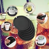 Yafe 8 Pcs Black Coasters Silicone Thick 0.5cm Round 10x10cm Bar Mats view 3