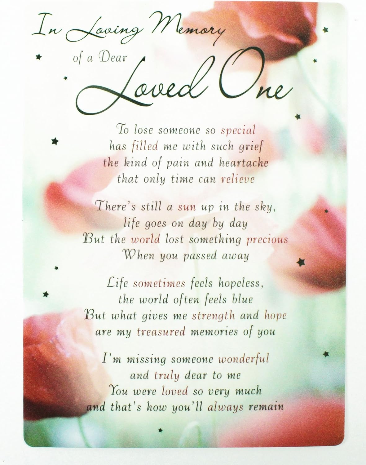 in Loving Memory Loved One Grave Card Keepsake Graveside Memorial