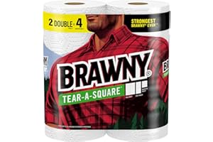 Brawny® Tear-A-Square® Paper Towels, 2 Double Rolls = 4 Regular Rolls