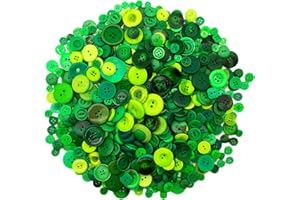 QOVYDX 600-700Pcs Green Buttons for Crafts Bulk Assorted Size Craft Button for Crafting Christmas DIY Art DIY Decor