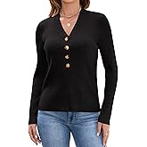 Blooming Jelly Womens Dressy Sweater V Neck Pullover Lightweight Long Sleeve Bussines Casual Tops Fall Old Money Clothes