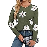 Libsorge Womens Oversized Cute Flower Sweater Winter 2025 Trendy Ladies Dressy Fuzzy Knit Crew Neck Long Sleeve Pullover Top