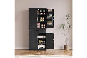 72'' Tall Kitchen Pantry Cabinet,Wooden Kitchen Pantry Storage Cabinet with 4 Doors and 2 Adjustable Shelf for Dining&Living 