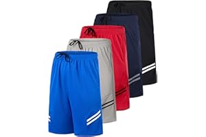 Real Essentials 5 Pack: Boys' Mesh Basketball Athletic Shorts with Pockets – Teen Kids Youth Quick Dry Soccer Running Gym