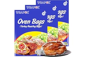WRAPOK Oven Cooking Turkey Bags Large Size Ribs Baking Roasting Bags No Mess For Chicken Meat Ham Poultry Fish Seafood Vegetable - 12 Bags (17 x 21.5 Inch)