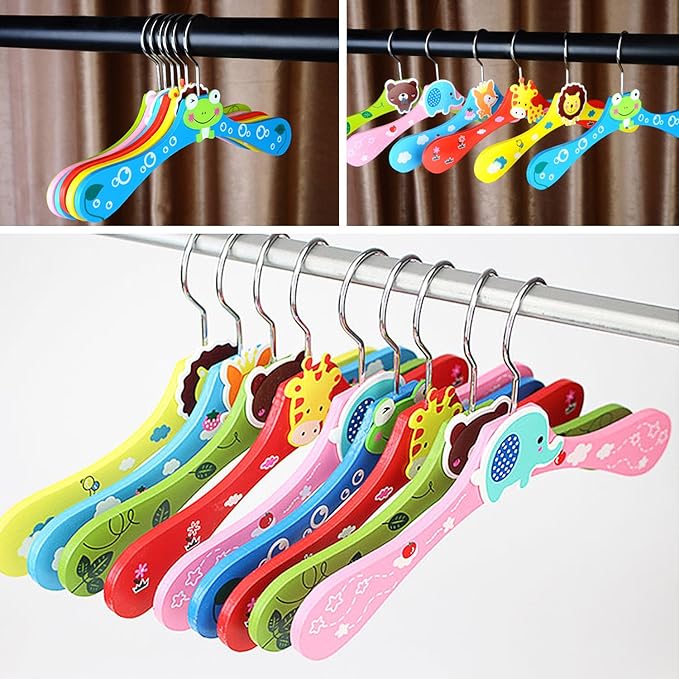 Cintres Rangement Pour Vetements Et Penderies Napravi Rs Ideal Pour Les Vetements De Bebe Diealles 6pcs Cintres Bebe Bois Bebe Enfants Dessin Anime En Bois Vetements Pantalons Patere Cintre Rack