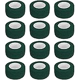 MECCANIXITY 12 Pack Elastic Cohesive Bandage Wrap 1 Inch x 5 Yards Breathable Self Adhesive Athletic Tape Roll Deep Green for Sports Wrist Ankle Support