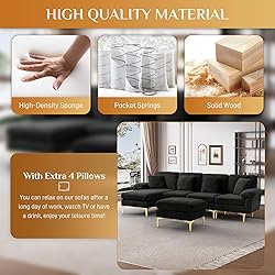 Wrofly U-Shaped Sectional Sofa Couch, 114" Comfy