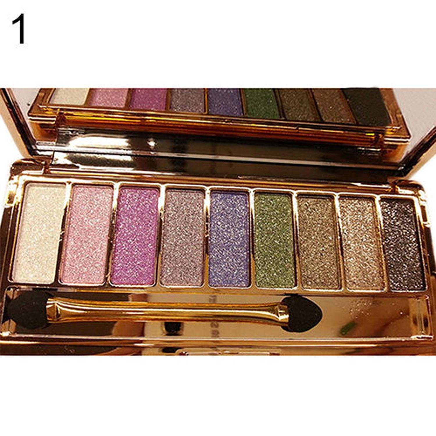 Zippem 9 colors Waterproof Glitter Eyeshadow Palette with Brush Eyeshadow