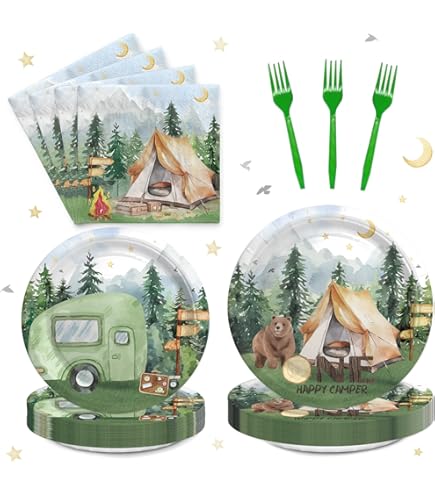 Nefelibata Camping Theme Tablecloths - Waterproof Party Decor For Outdoor Birthday & Bachelorette