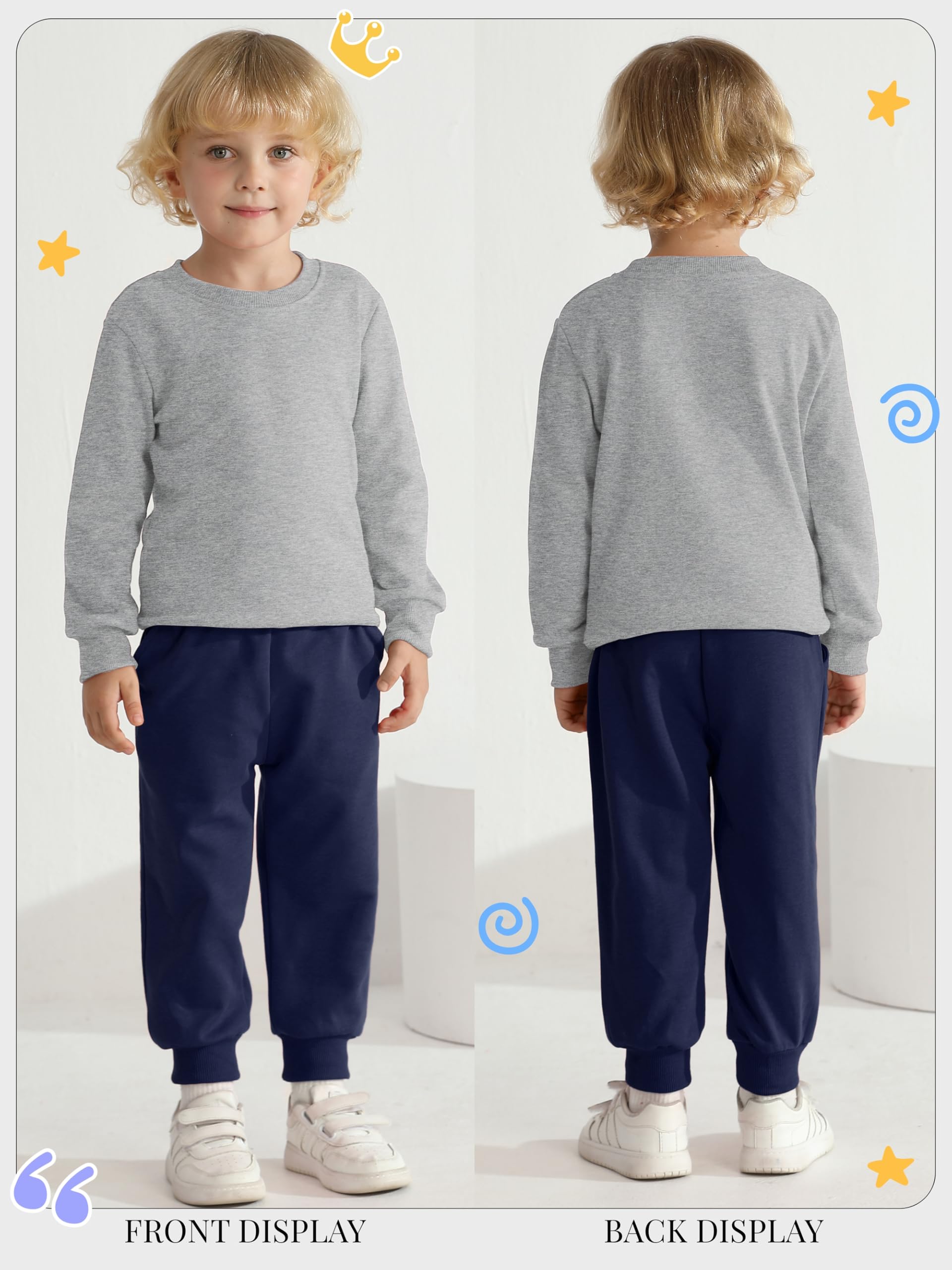 HXP 4 Pack Toddler Boys Sweatpants Pure Cotton Toddler Sweatpants Boys Kids Joggers Pants with Pocket Drawstring