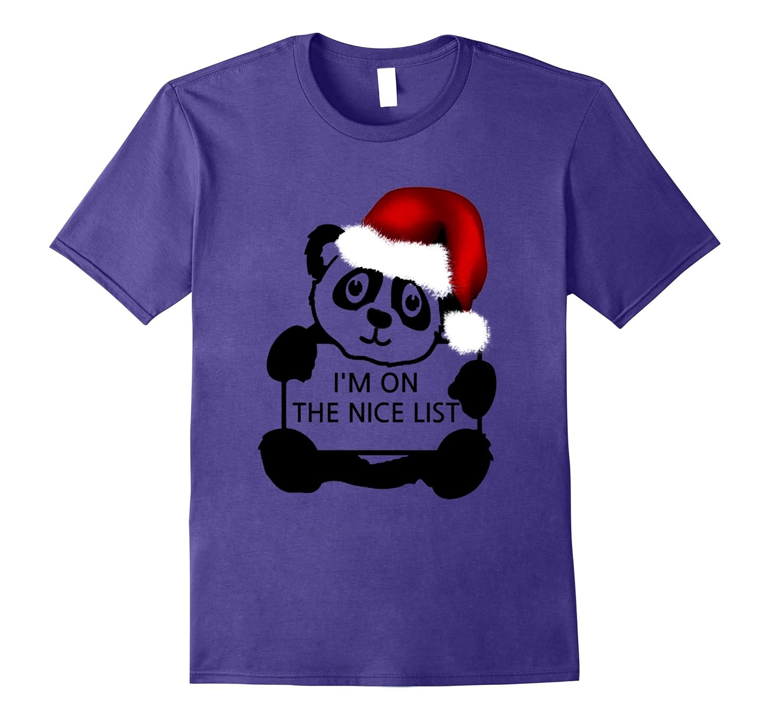 Panda - Merry Christmas Tee - Cute Teddy Bear with Santa Hat-Rose