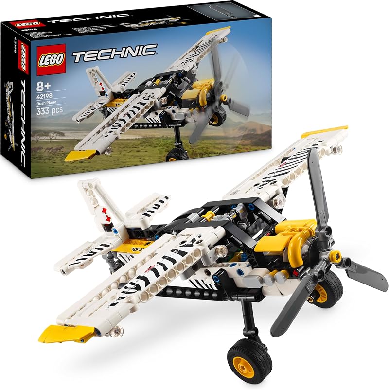 LEGO Technic Bush Plane 42198 Zebra Print Airplane Toy 8+ Model Engine