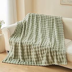 NEWCOSPLAY Twin Blanket for Couch Sage Green Super