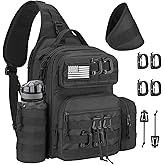 CVLIFE Tactical Sling Bag Backpack for Men Military Shoulder Sling Bag Molle Army Assault Detachable Tactical Bag with Bottle