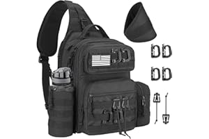 CVLIFE Tactical Sling Bag Backpack for Men Military Shoulder Sling Bag Molle Army Assault Detachable Tactical Bag with Bottle Holder Concealed Carry Daily Day Pack Work Bag for EDC Hiking, Black