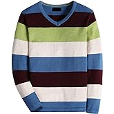 BASADINA Boys' Long Sleeve Sweater Pullover 100% Cotton Multicolor Stripe Sweaters