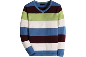 BASADINA Boys' Long Sleeve Sweater Pullover 100% Cotton Multicolor Stripe Sweaters