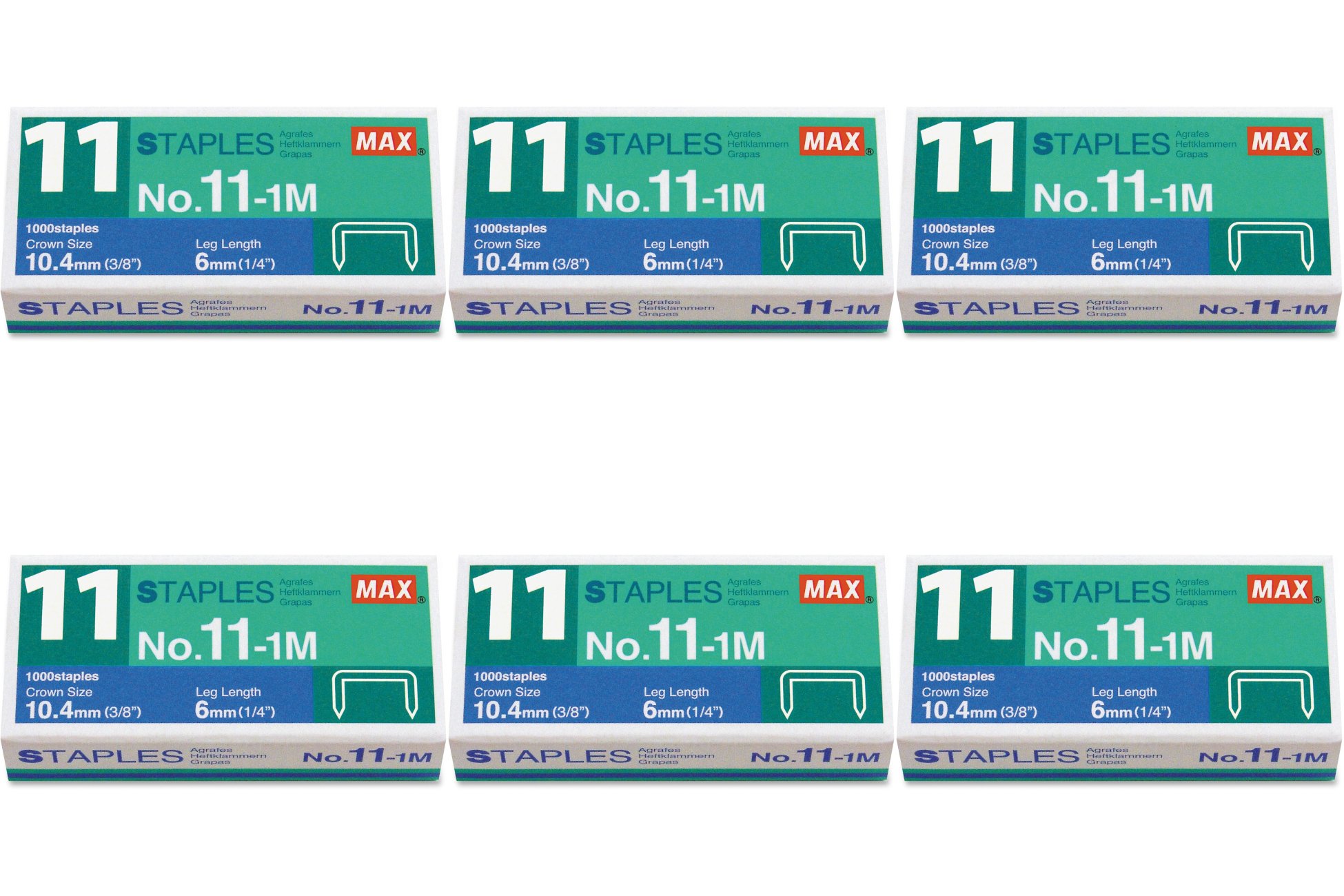Office 4 All Max No. 11-1M Staples For Vaimo Staplers, 6 Packs