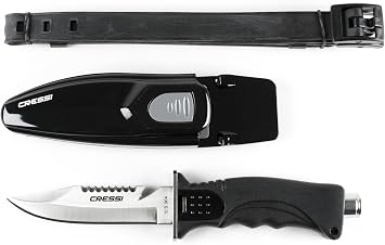 Cressi Skorpion, Tempered Stainless Steel Blade Knife ideal for Diving and Spearfishing - Pointed & Blunt Tip