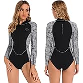 Seaskin Womens One Piece Long Sleeves Shorty Wetsuit 2mm