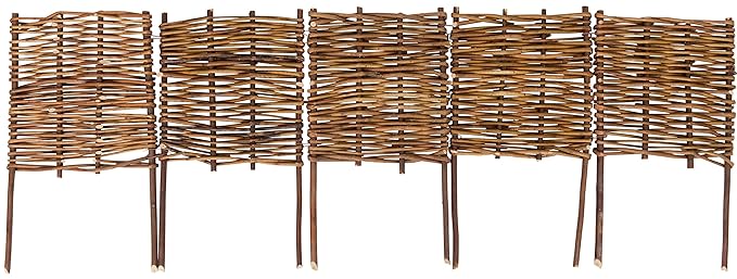 Windhager Beeteinfassung Beetumrandung Steckzaun Weidezaun Palisade Weide, 5-teilig, 100 x 20/35 cm, braun, 06458