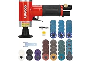 UPWOOD Pneumatic Mini Orbital Sander Grinder Polisher Kit, 2 inch Air Right Angle Surface Prep Tool with 41pcs Roll Lock Discs