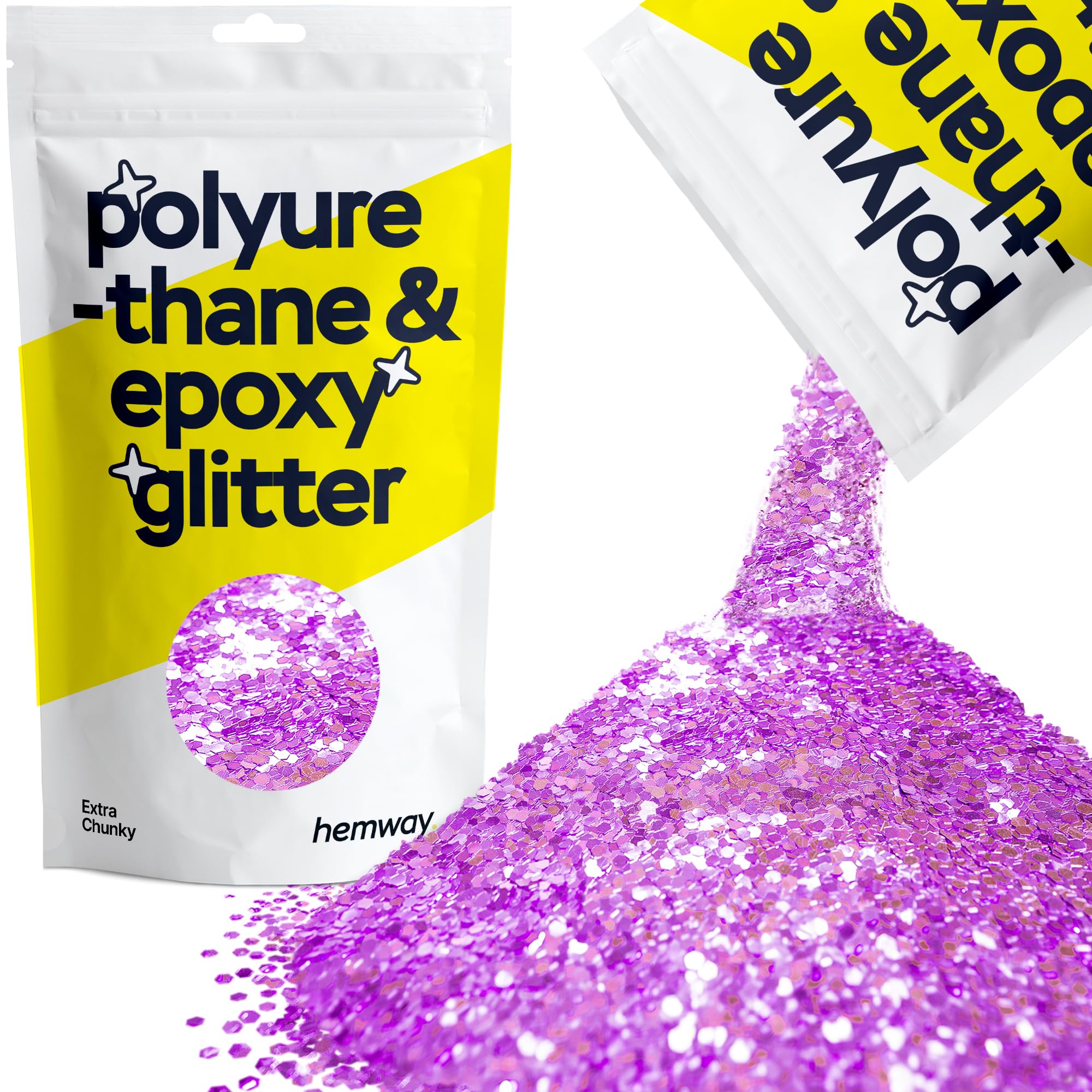 Hemway Resin Glitter Lavender Purple 100g Extra Chunky | Polyurethane & Epoxy Glitter for Resin Crafts, Tumblers, Coasters, Floor & Table Art — image 1