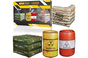 NINOSTAR Package 4 Combat Battlefield Inflatables, Compatible with Nerf, Laser tag, Water Gun for Boys Birthday Party Activities and Decoration. Premiume Pack Include Water chember and Repair kit.