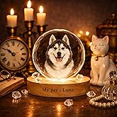 Custom 3D Photo Crystal Ball, Engraved Picture Lamp, Night Light for Dog Lovers, Dog Memorial Gifts, Personalized Photo Gifts for Pet Owners, Gifts Birthday Anniversary Mother Day 3