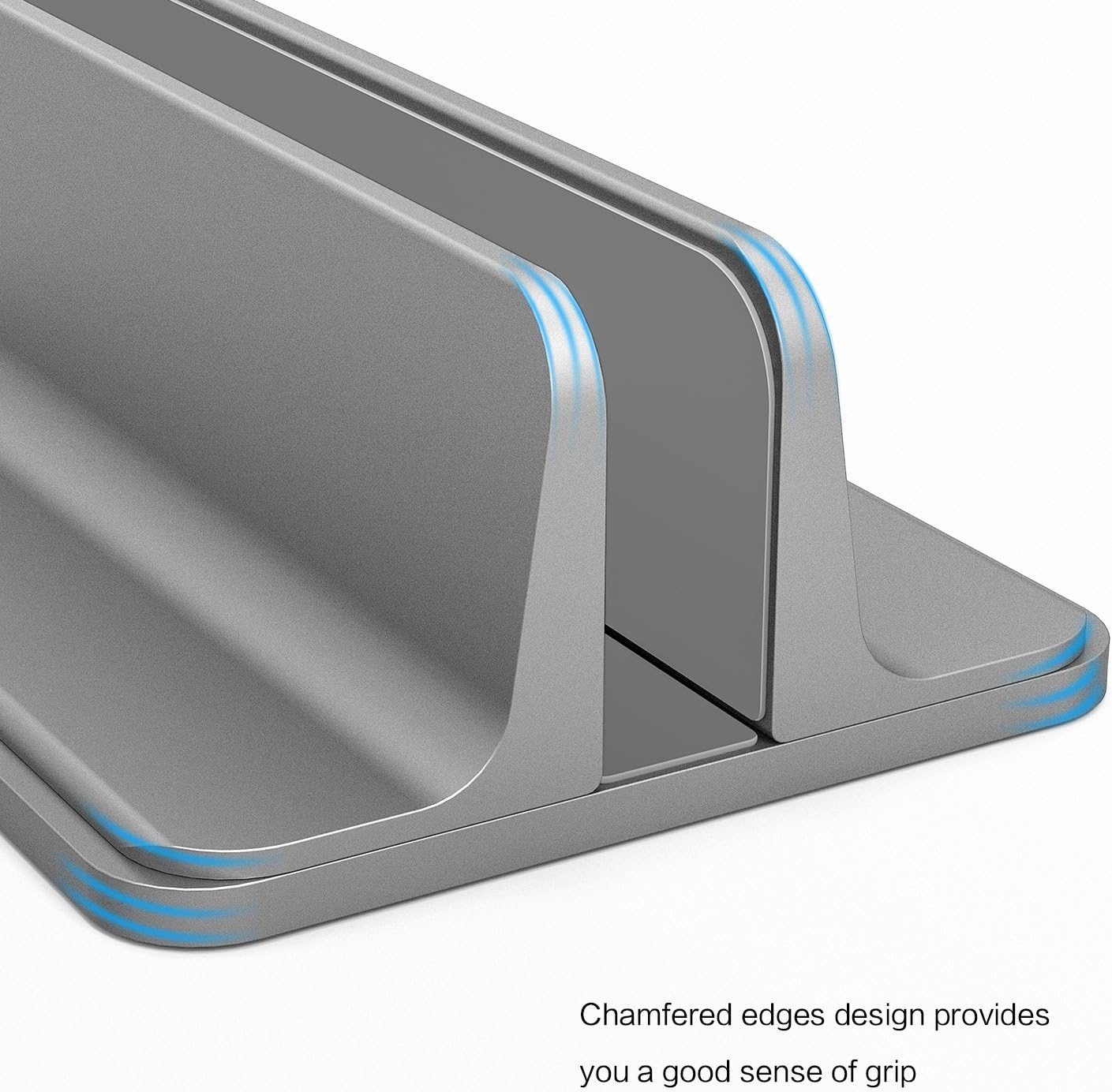 Vertical Laptop Stand [Adjustable Size], OMOTON Desktop Aluminum MacBook Stand with Adjustable Dock Size, Fits All MacBook, Surface, Chromebook and Gaming Laptops (Up to 17.3 inch), Gray: Office Products