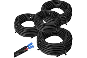 Sasylvia 1/4, 3/8, 1/2, 3/4'' X 10 ft Split Wire Loom Cord Protector Tubing Split Conduit Protector Tubing Convoluted Tube Flexible Electrical Wire Cover Protective Sleeves(Black)
