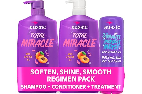 Aussie Total Miracle 3-Piece Set: Shampoo 778 mL, Conditioner 778 mL, 3 Minute Miracle Deep Conditioner Hair Treatment 236 mL