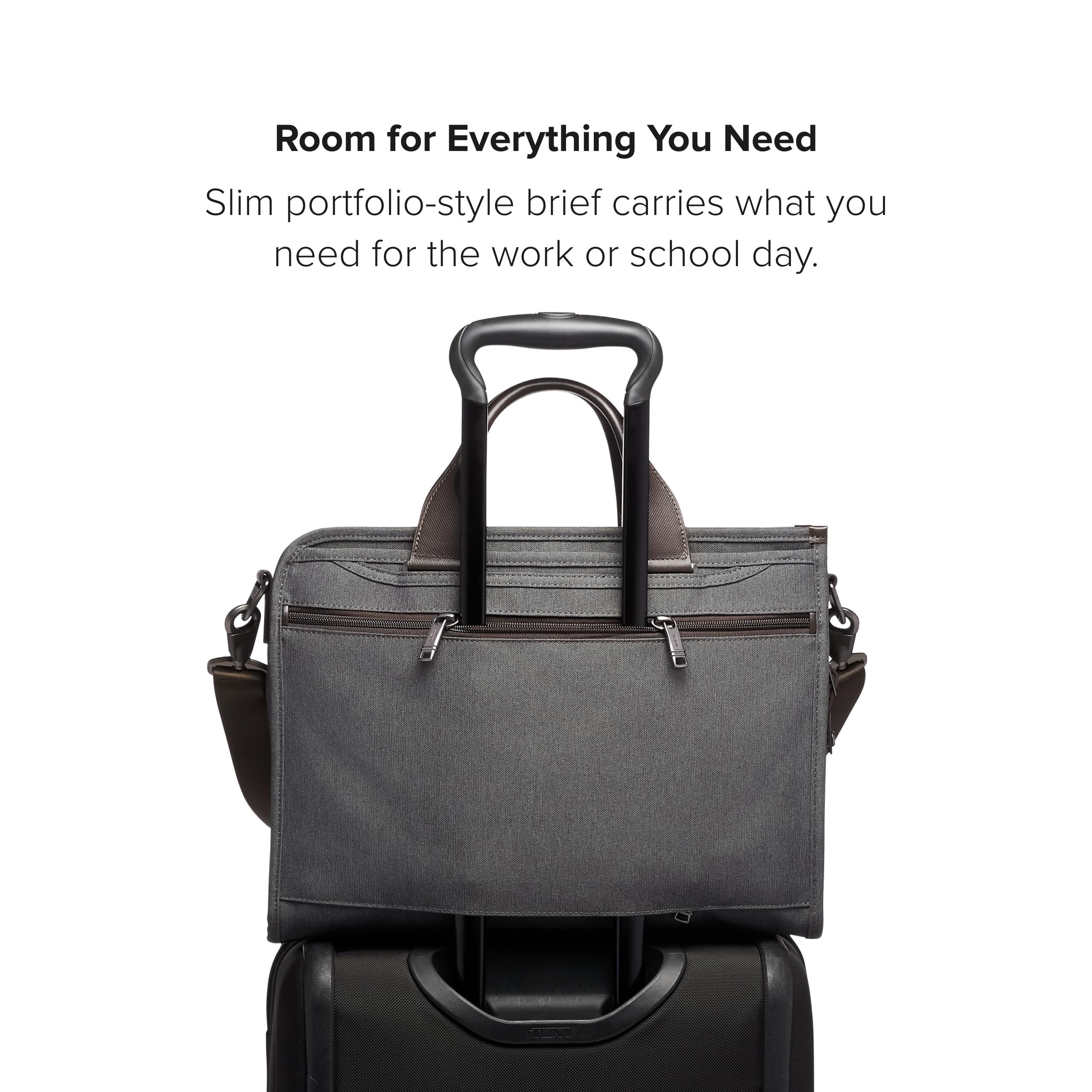 TUMI - Alpha Slim Deluxe Portfolio - Men's Compact Travel & Office Briefcase - Laptop and Tablet Bag - Anthracite