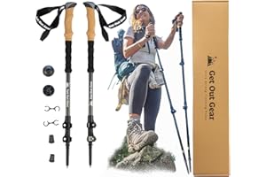 Get Out Gear | Goat Stix | Ultra-Strong Carbon Fiber Trekking Poles| Hiking Poles, Hiking Sticks, Trekking Poles for Hiking, Nordic Walking Poles | Collapsible Lightweight Telescoping