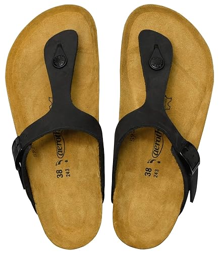 flip flops with leather footbed