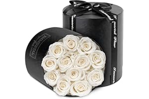 Immortal Fleur Preserved Roses In A Box, Preserved Flowers, Forever Roses Box, Mom Birthday Gifts from Daughter, Flowers for Delivery Prime Birthday, Sympathy Flowers, White 12