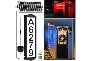 T-SUN Solar House Numbers for Outside Light up, Solar Address Sign Color Changing - IP65 Waterproof Numbers for Address on House, Illuminated Lighted Address Markers Home Front Porch