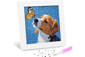 Leixonl Diamond Art Kits for Kids with Framed (7 in) Cartoon Animals DIY Gem Art Painting - Arts & Crafts Gifts for Beginners & Teens (Dog)