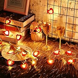 Mudder Valentine‘s Day Wooden Heart String Lights