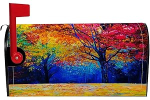 Numland Magnetic Mailbox Covers Polyester Oxford Cloth Anti-UV and Reusable Letterbox Cover 21×18 Inch,Colorful Autumn Tree