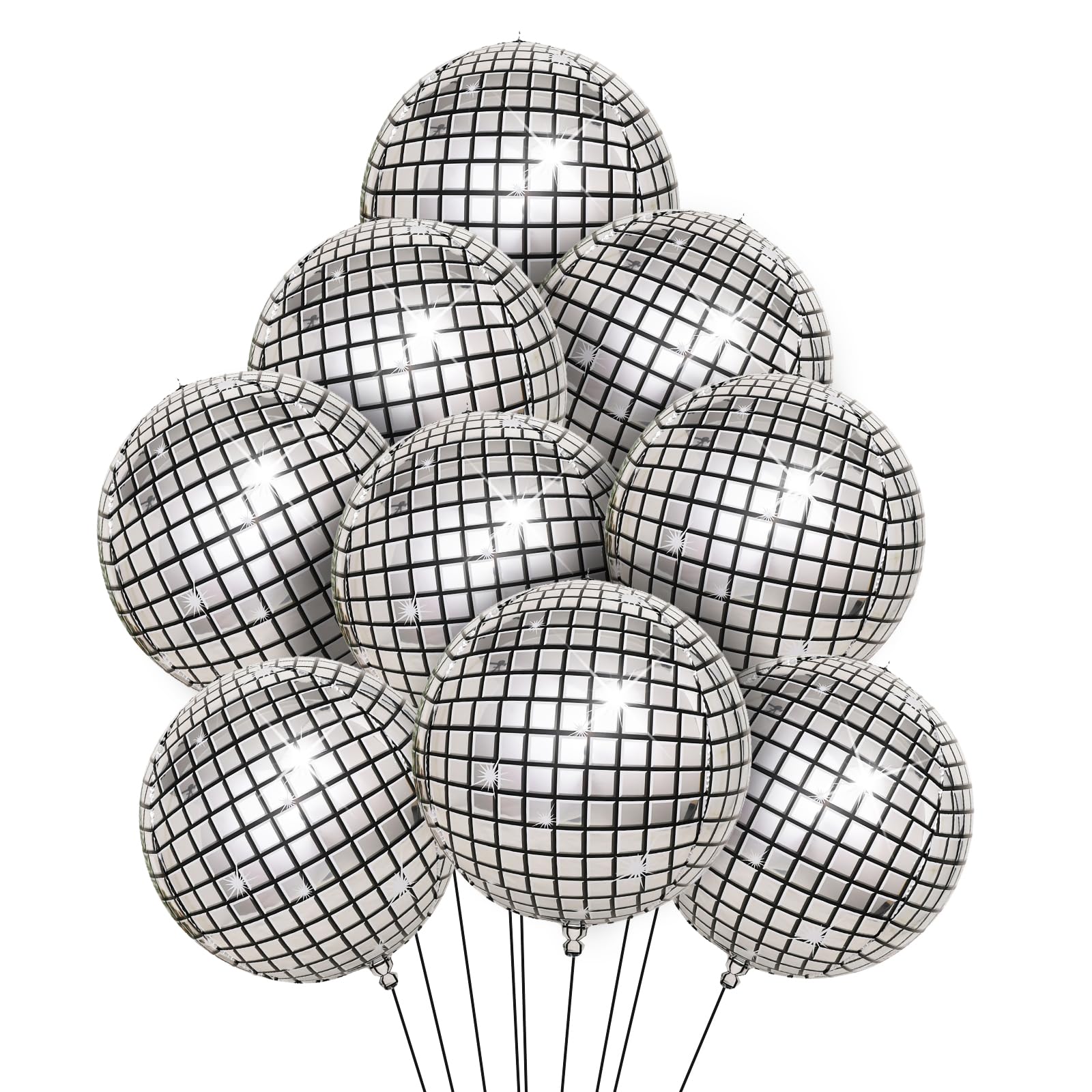 Disco Ball Balloons, Kaluofan 9PCS Disco Balloons, 22 Inches Helium 4D Colorful Disco Ball, Shiny and Unique, Used for Birthdays, Bachelor Parties, 70s 80s 90s Disco Party Decorations