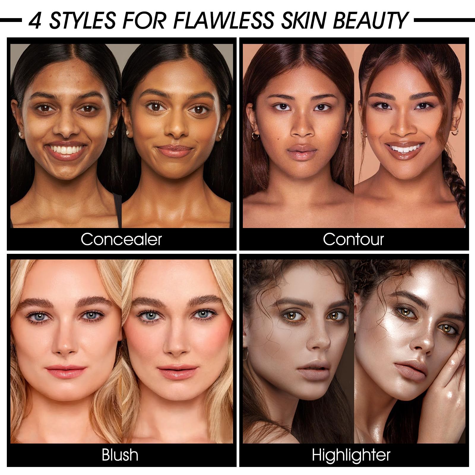 LSxia 12 Colors Cream [Blush Contour Concealer Highlighter] Makeup Palette for Cheeks - All in One Makeup Palette Kit with Brush, Long Wearing Waterproof Blendable Face Make Up Pallete (#05)