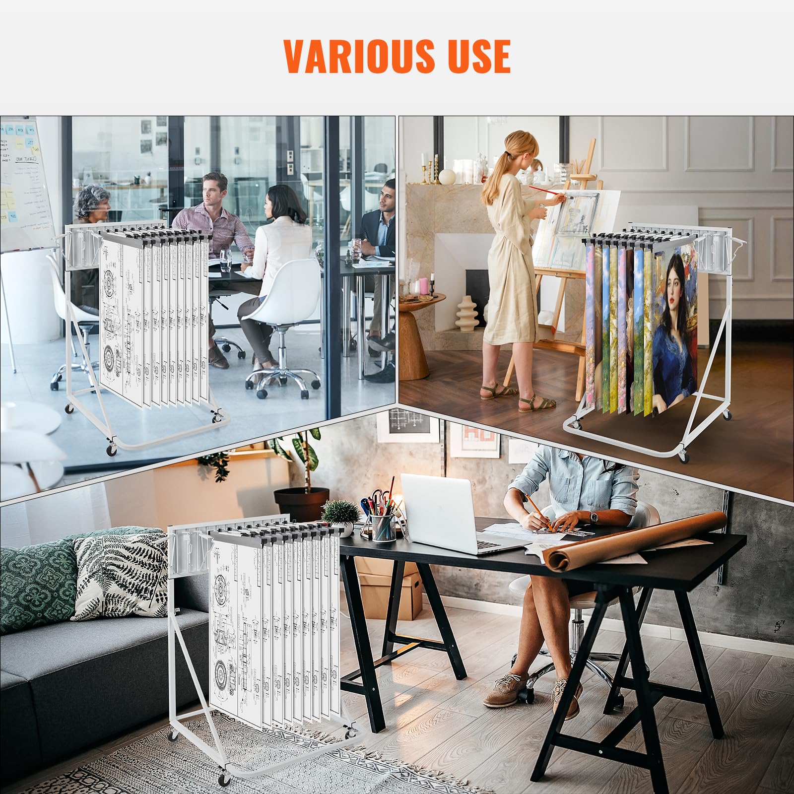 Engineering Plan Display Stand VEVOR Mobile Blueprint Storage Rack - 12 ...