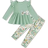 SANMIO Toddler Girl Clothes Long Sleeves Ruffle Top Floral Pants Cute Fall Winter Daily Casual Toddler Outfits