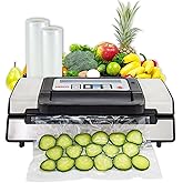Nesco Deluxe Food VS-12 Vacuum Sealer, 130 Watts, Kit Bags & Viewing Lid, Compact, Silver